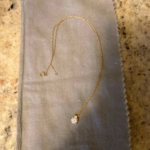 14k 18” Gold Chain with Diamonique Pendant